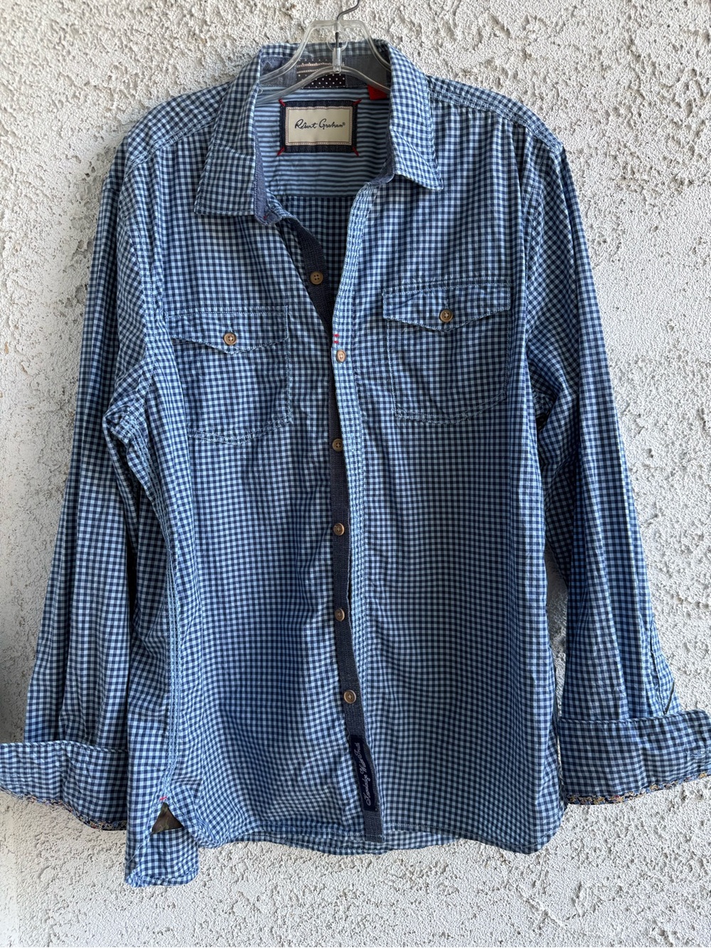 Robert Graham Blue and White Gingham Button-Down Shirt